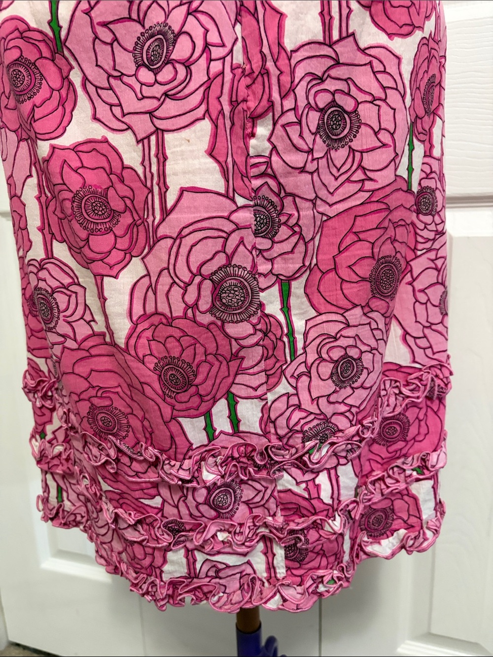 Pink Floral Print Tina Turk Halter Style Dress Size 8 - Picture 8 of 16